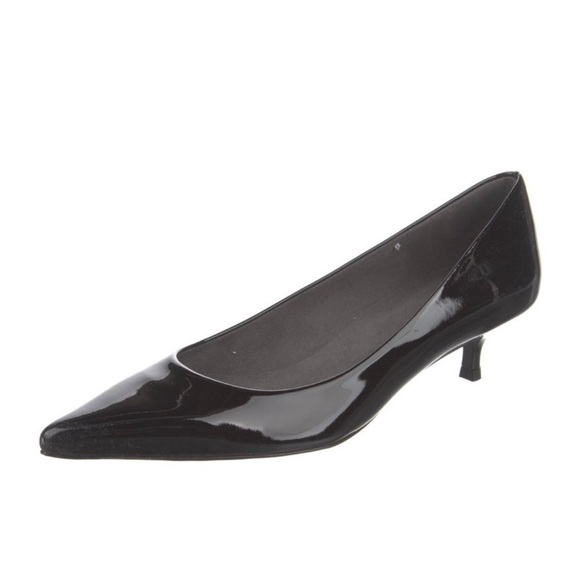Stuart Weitzman Black Patent Leather Kitten Heels - Picture 1 of 3